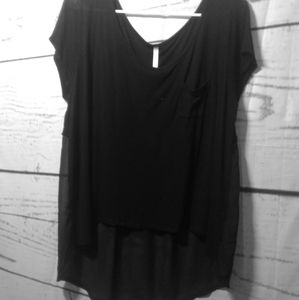 Women's sz 1X black high low flowy top